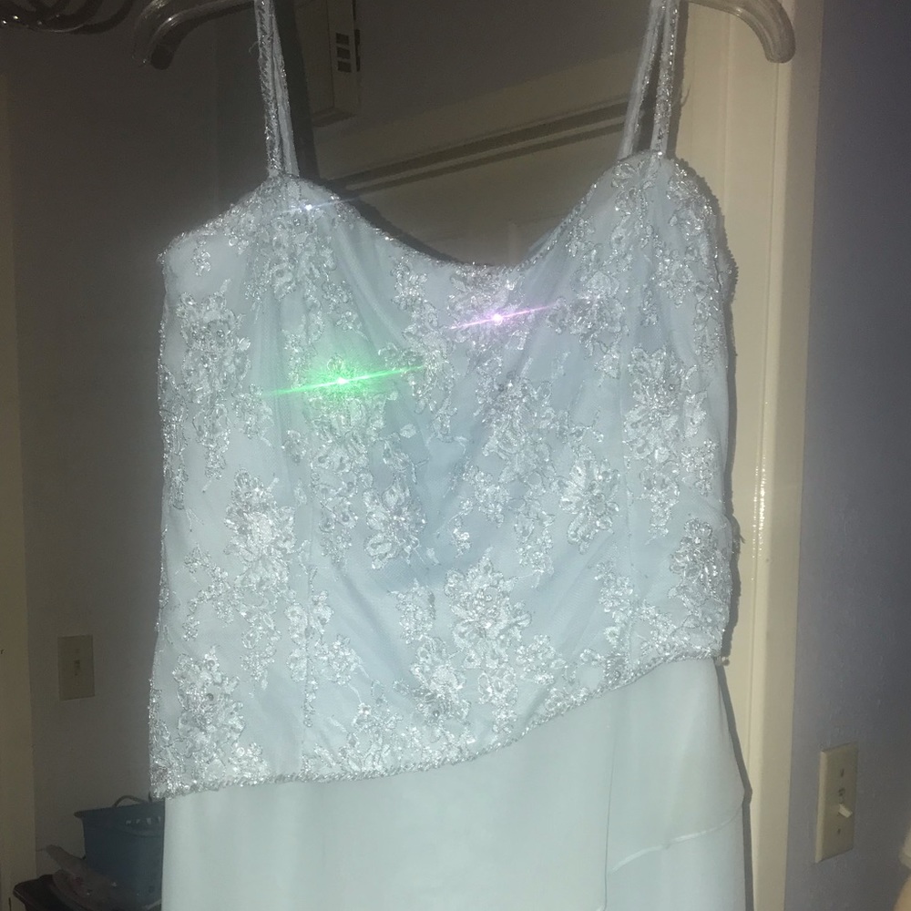 Pale blue sequined gown